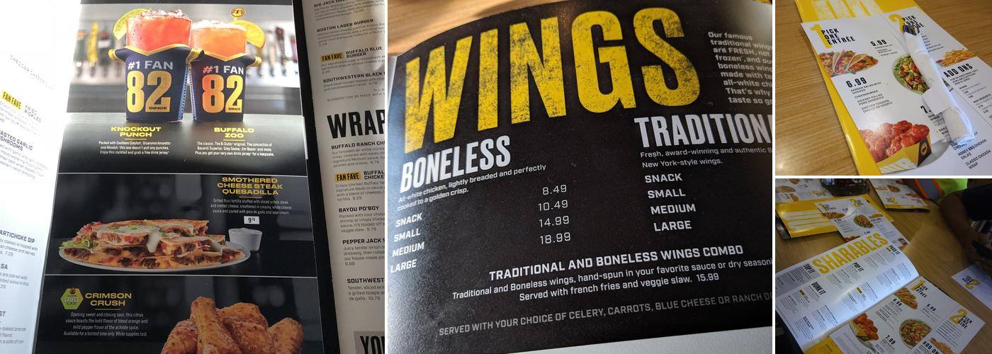 Buffalo Wild Wings Menu