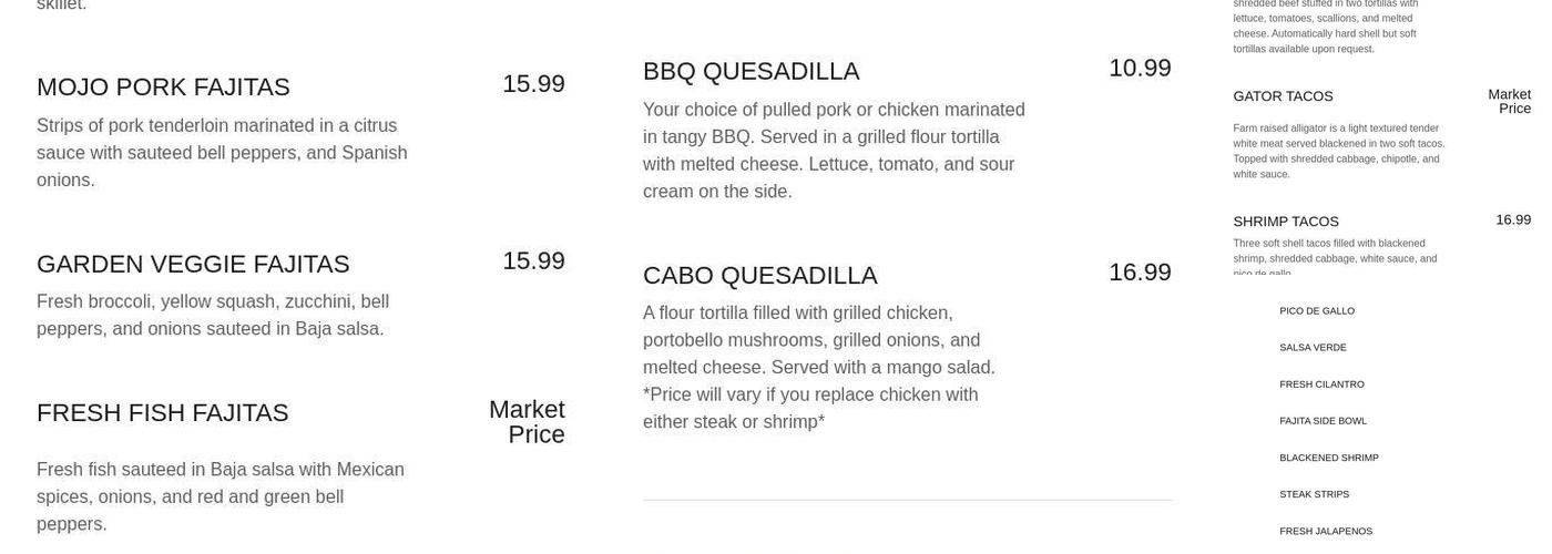 Baja Cafe Lounge Menu