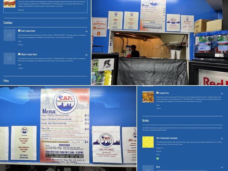 CAP’s Philly Cheesesteaks Menu