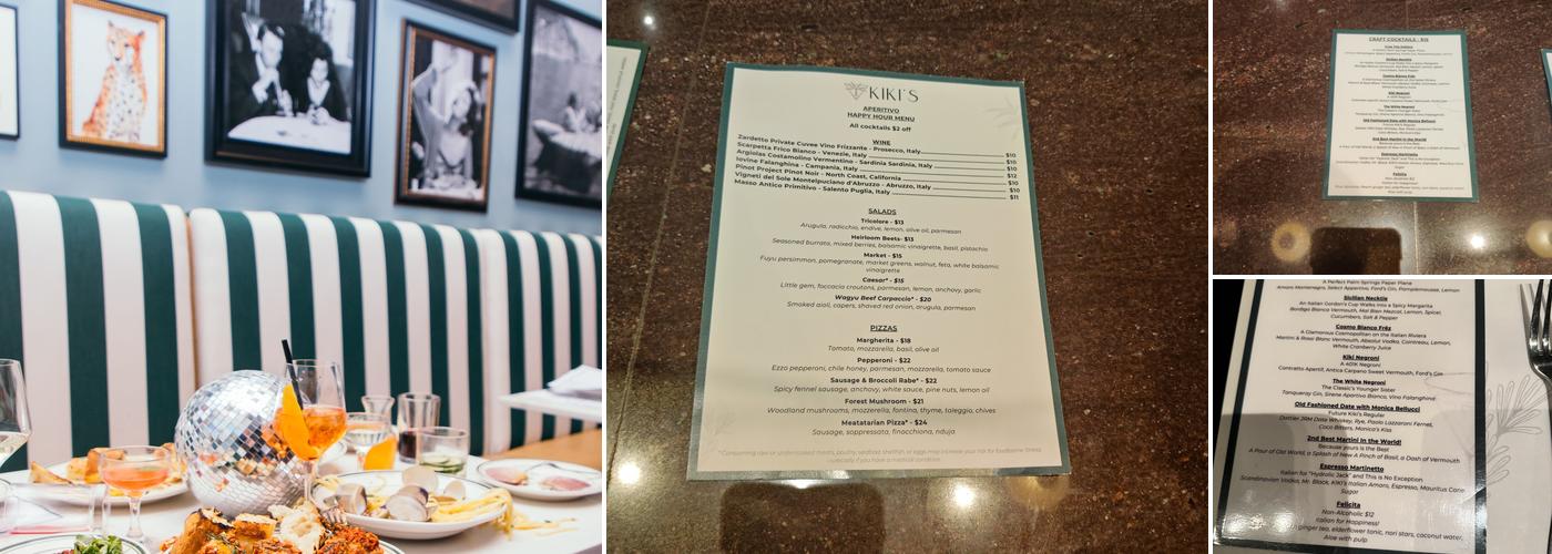 Kiki's Dining & Drinks Menu