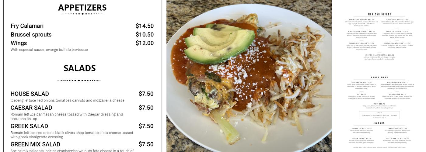 Marko’s Breakfast & Dinner Menu