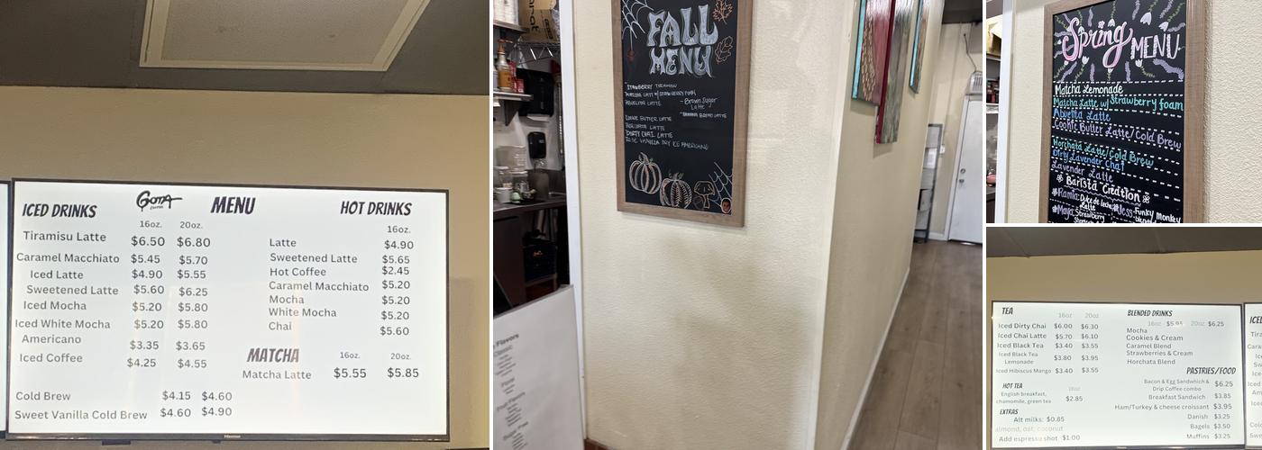 Gota Coffee Menu