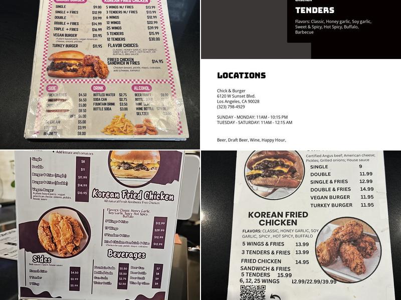 Chick & Burger - Hollywood Menu