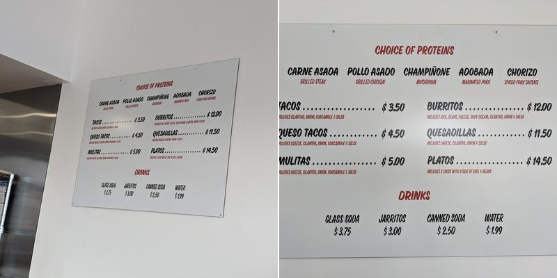 Tacos 65 Menu