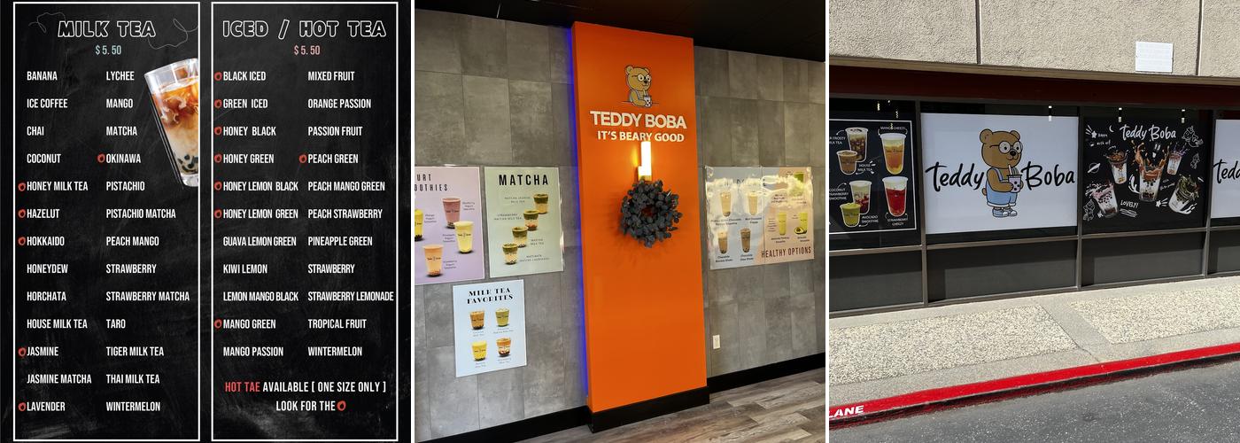 Teddy Boba Menu