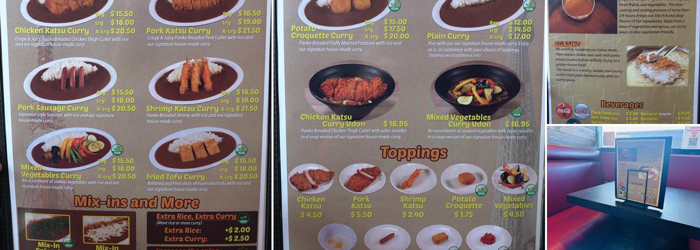 Tokyo Katsu Curry Menu