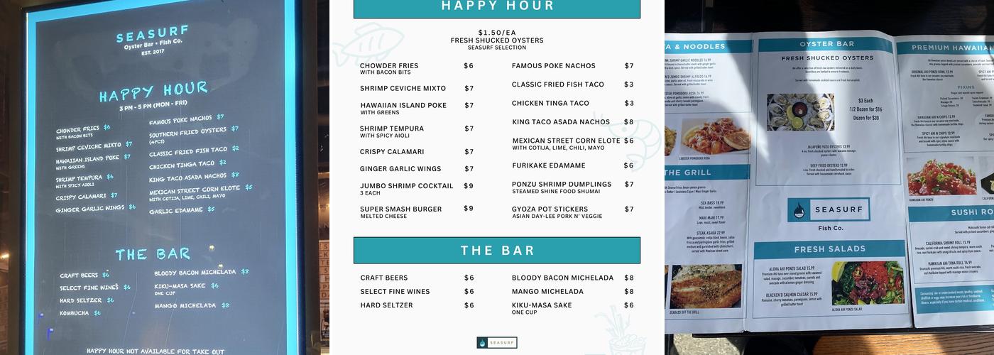 Seasurf Fish Co Menu