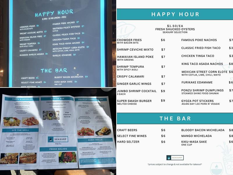 Seasurf Fish Co Menu
