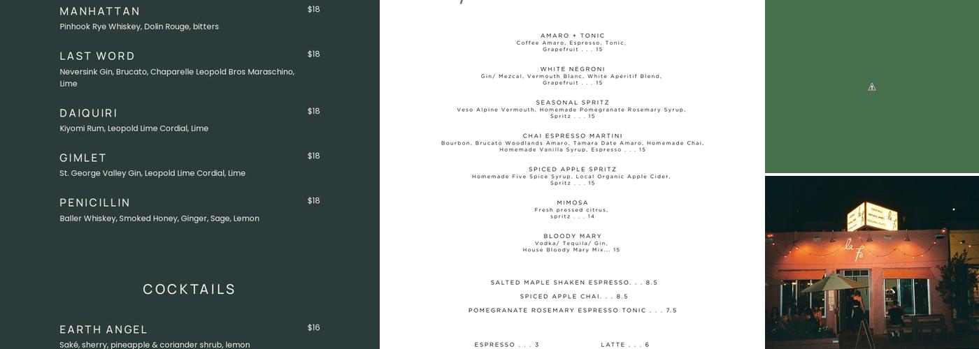 La Fe Menu