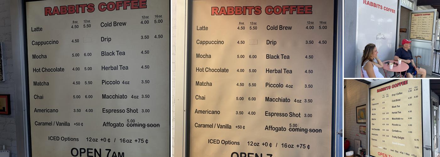 Rabbits Coffee Menu
