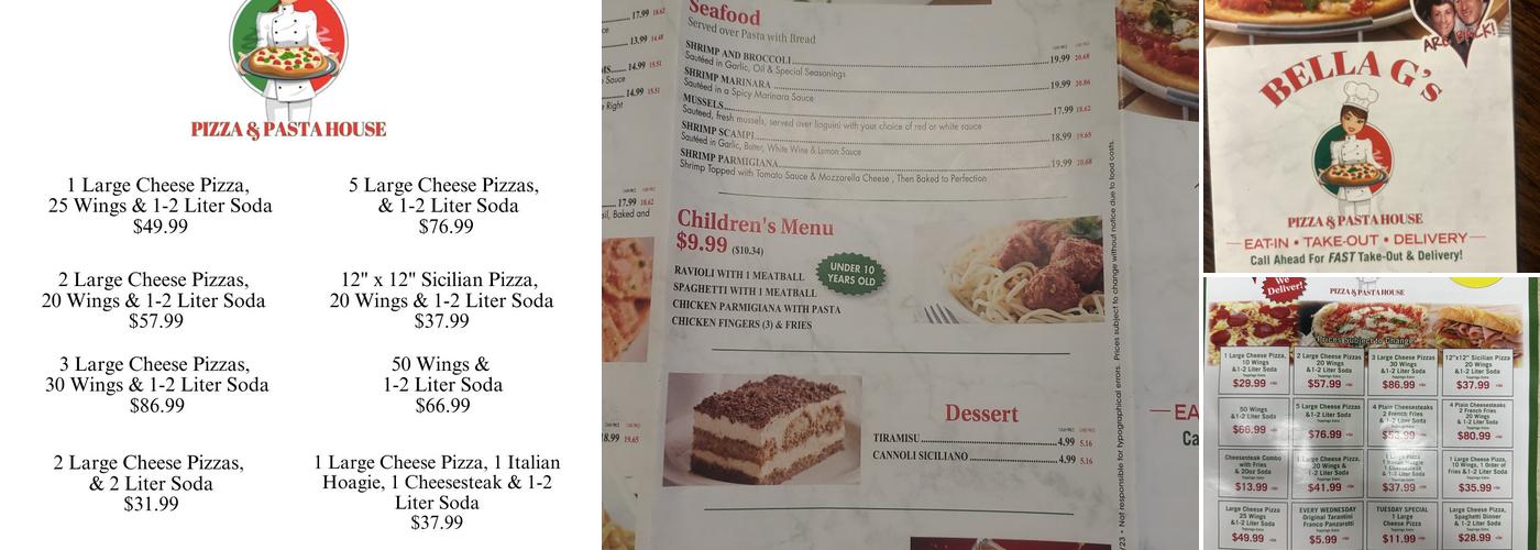 BELLA G'S PIZZA Menu