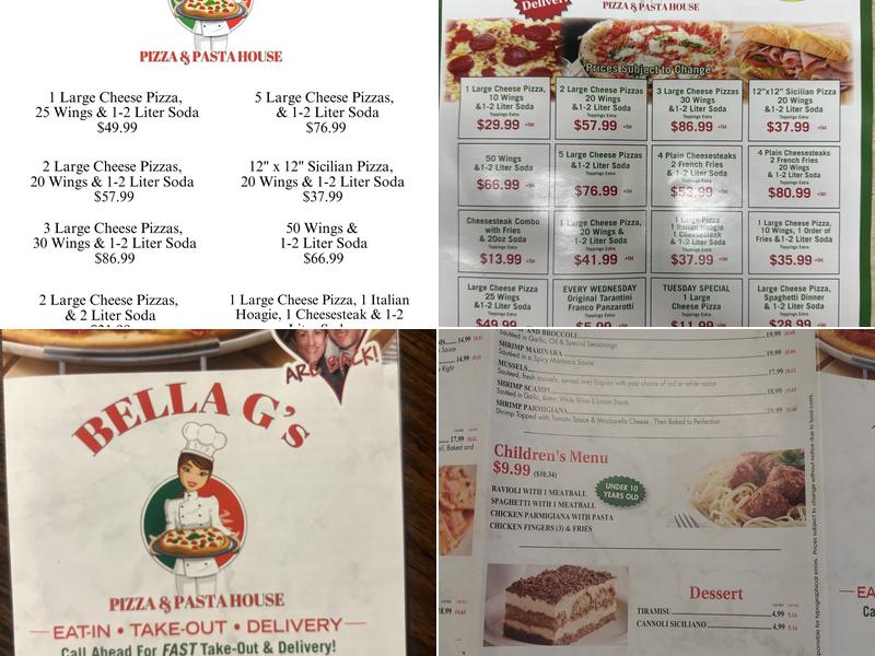 BELLA G'S PIZZA Menu