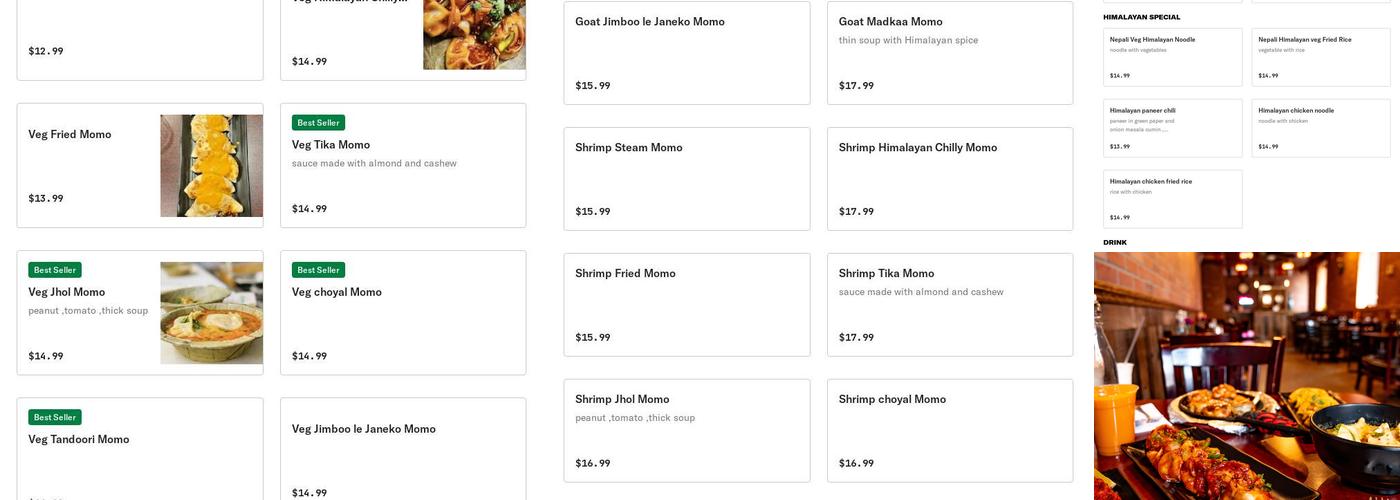 Nepali MoMO Kitchen Menu