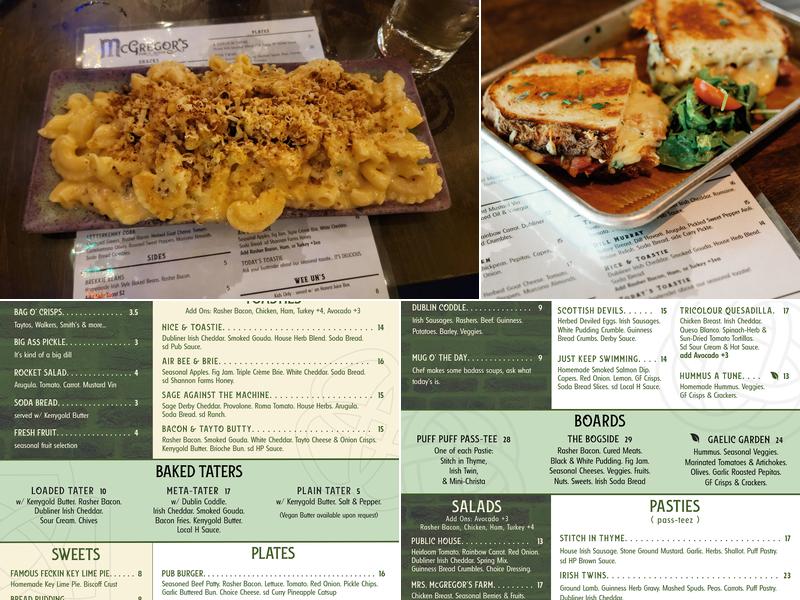 McGregor's Public House Menu