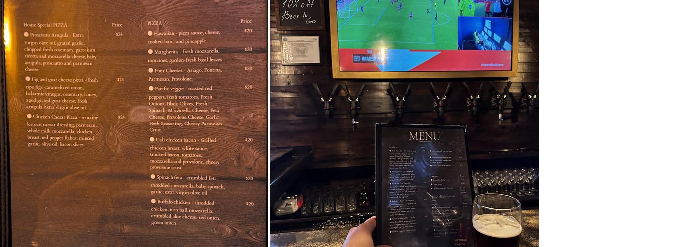 IMPERIAL DRAFT BEER Menu