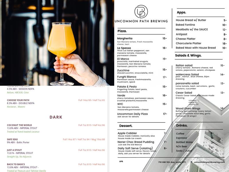 Uncommon Path Brewing Menu