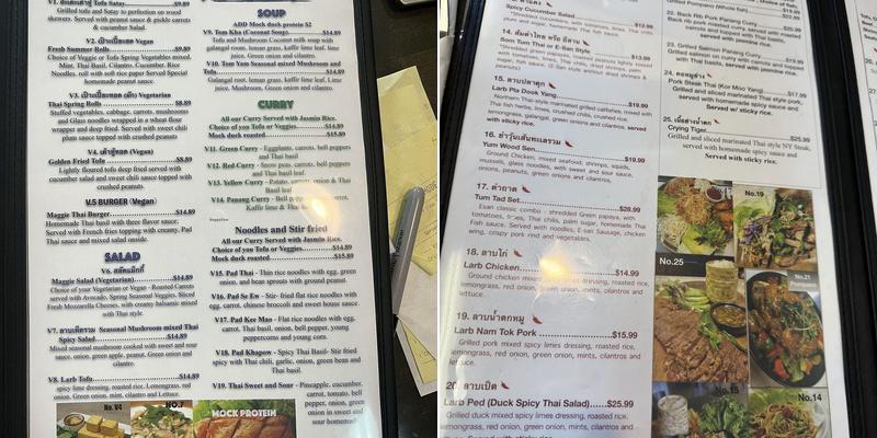 Maggie Thai Kitchen Menu