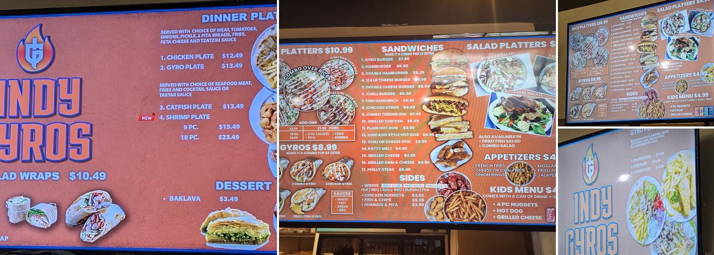 Indy Gyros Menu