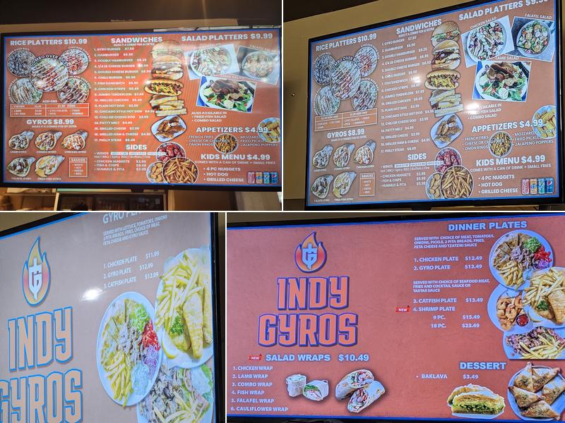 Indy Gyros Menu