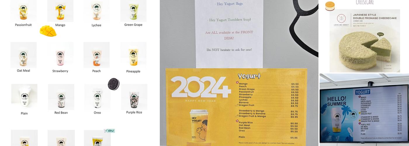 Hey Yogurt Palisades Park Menu