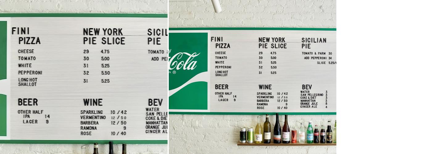 Fini Pizza Barclays Plaza Downtown Brooklyn Menu