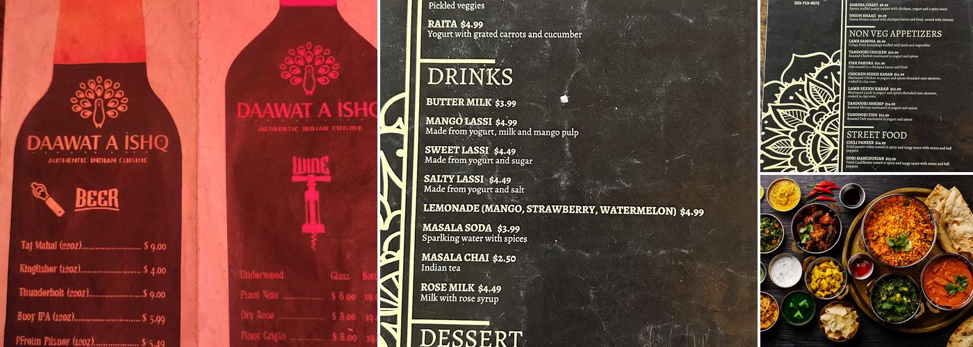 Daawat a Ishq Menu
