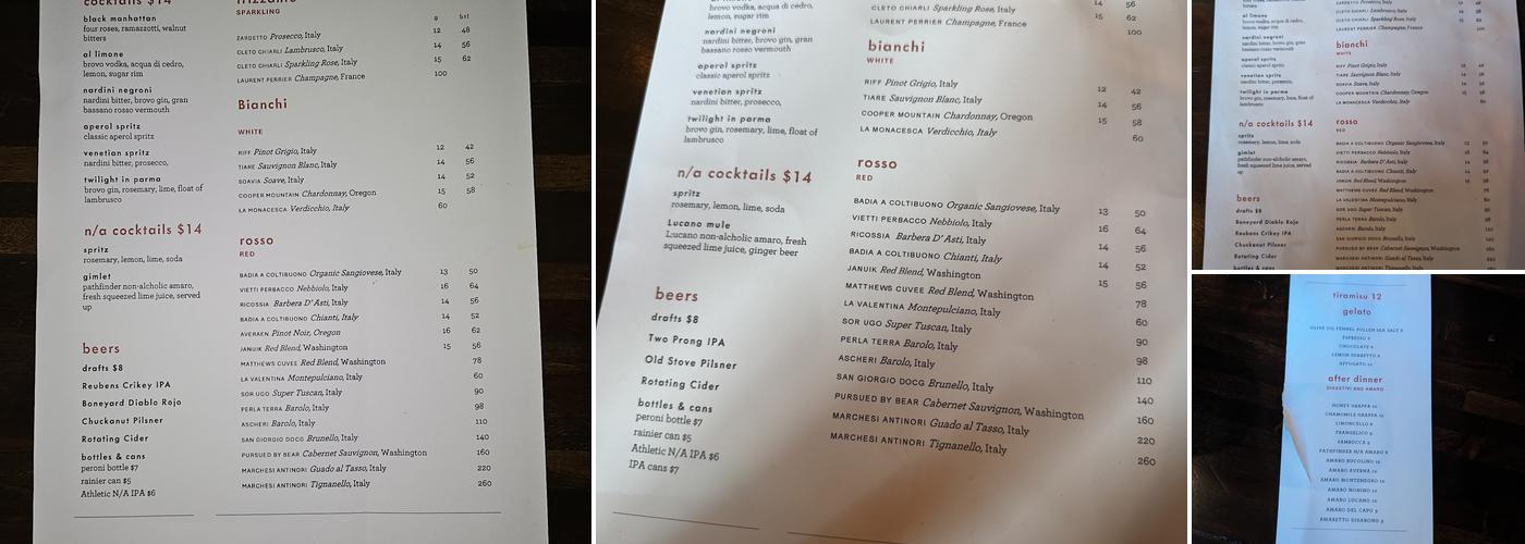 Cotto Belltown Menu