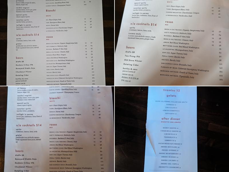 Cotto Belltown Menu
