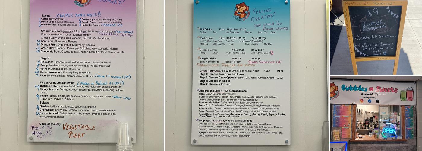 Bubbles N Sweets Menu