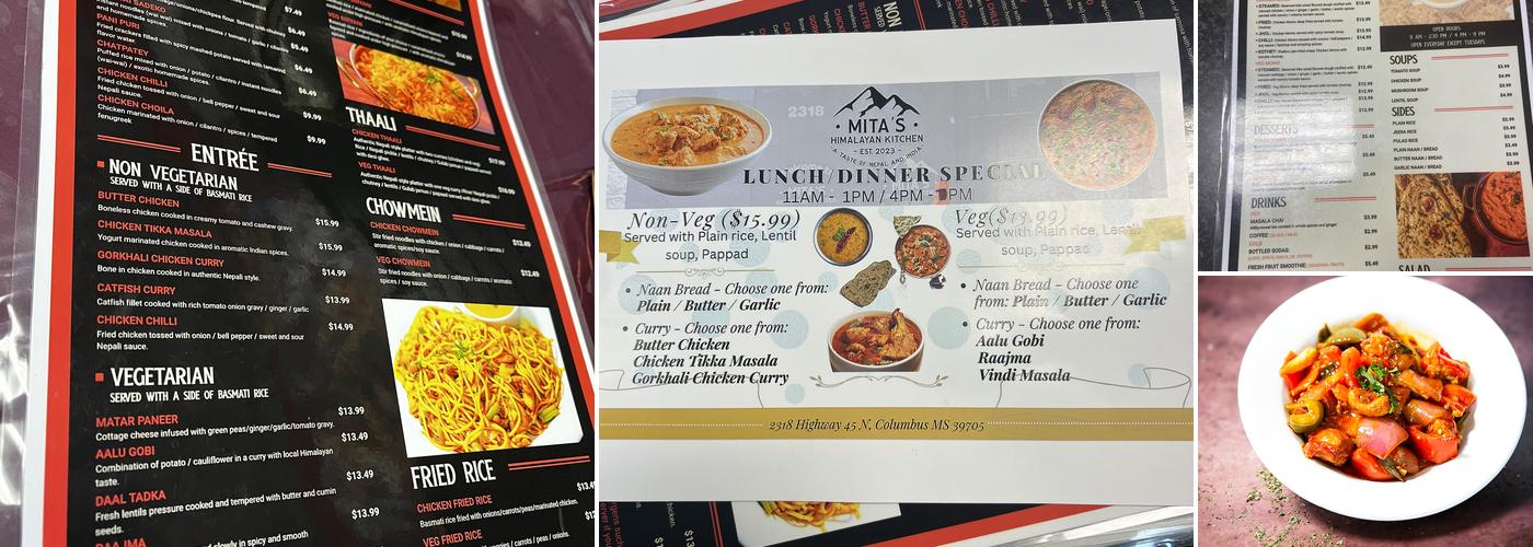 Mita's Himalayan Kitchen Menu