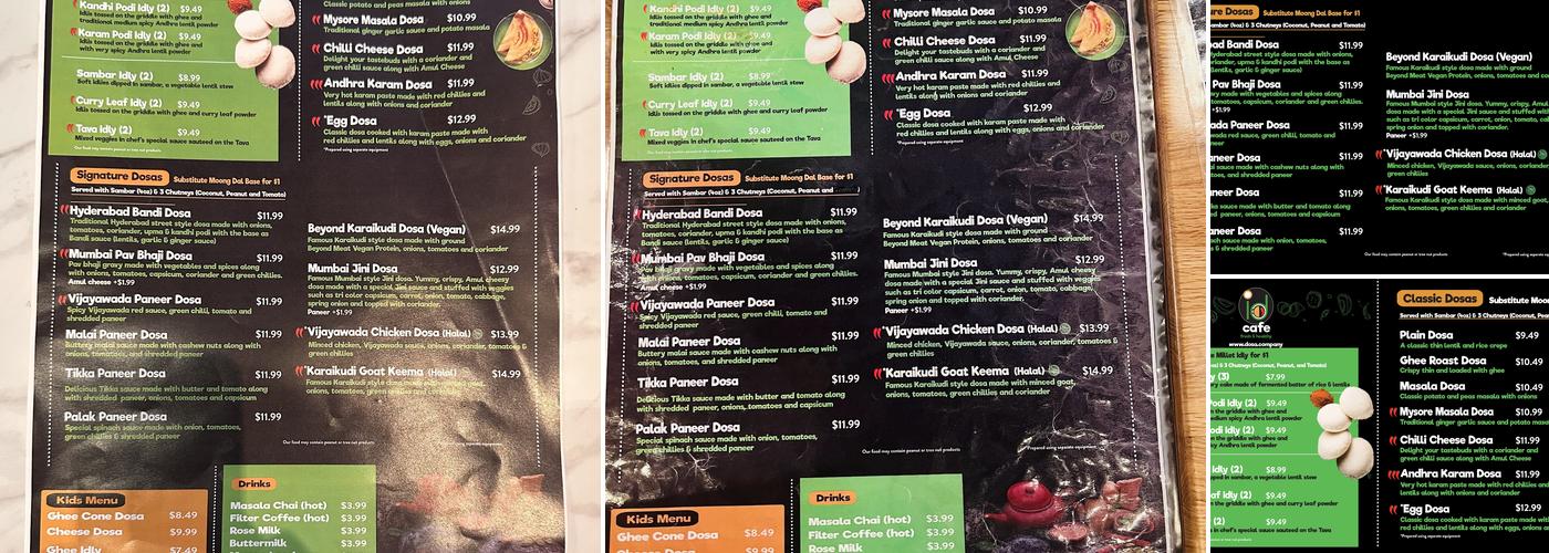 ID (Idly Dosa) Cafe Menu