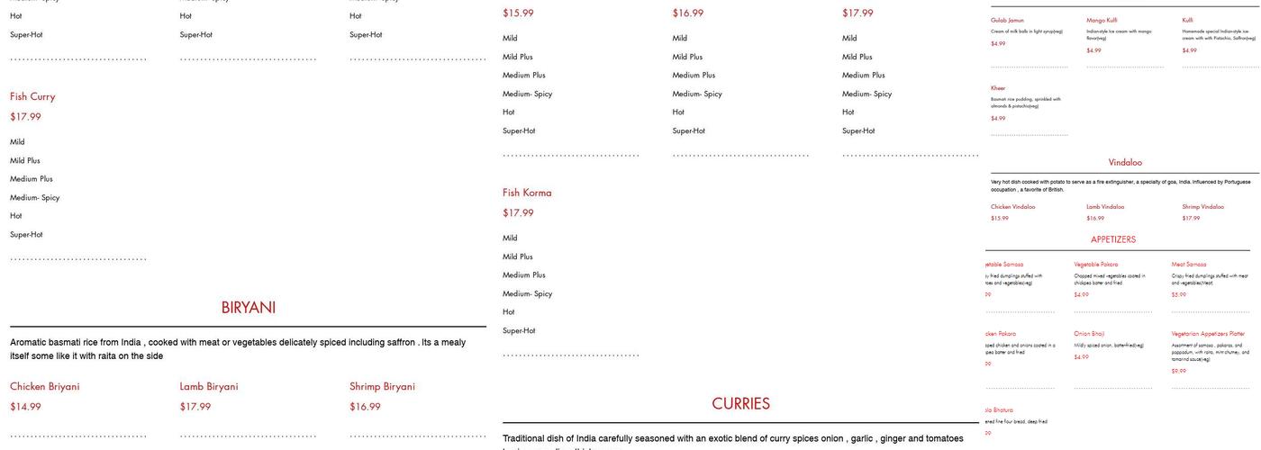 Everest Maya Restaurant Menu