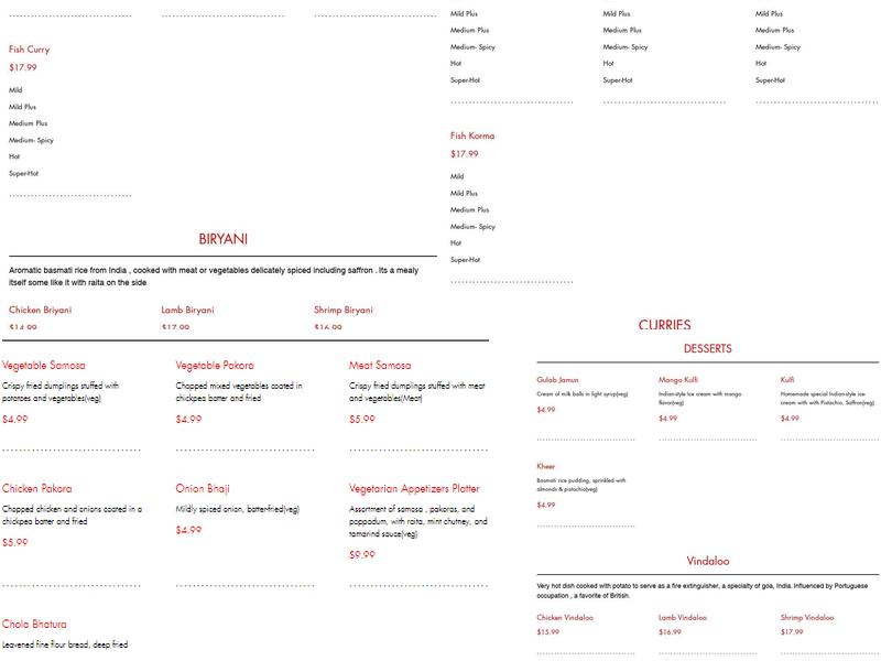 Everest Maya Restaurant Menu