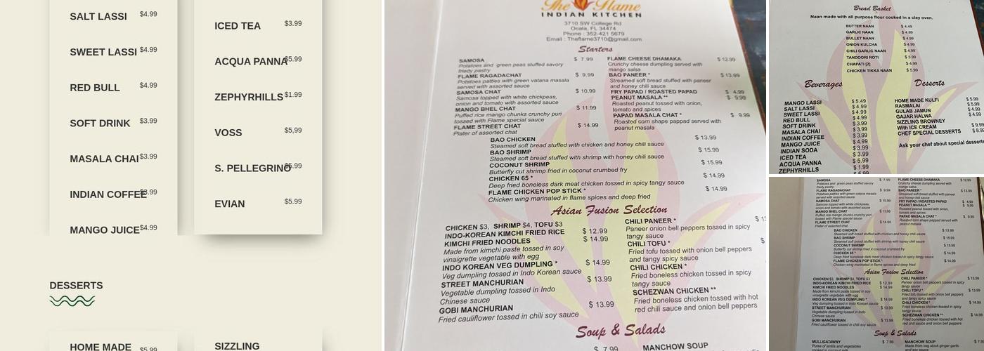 The Flame Indian Kitchen Menu