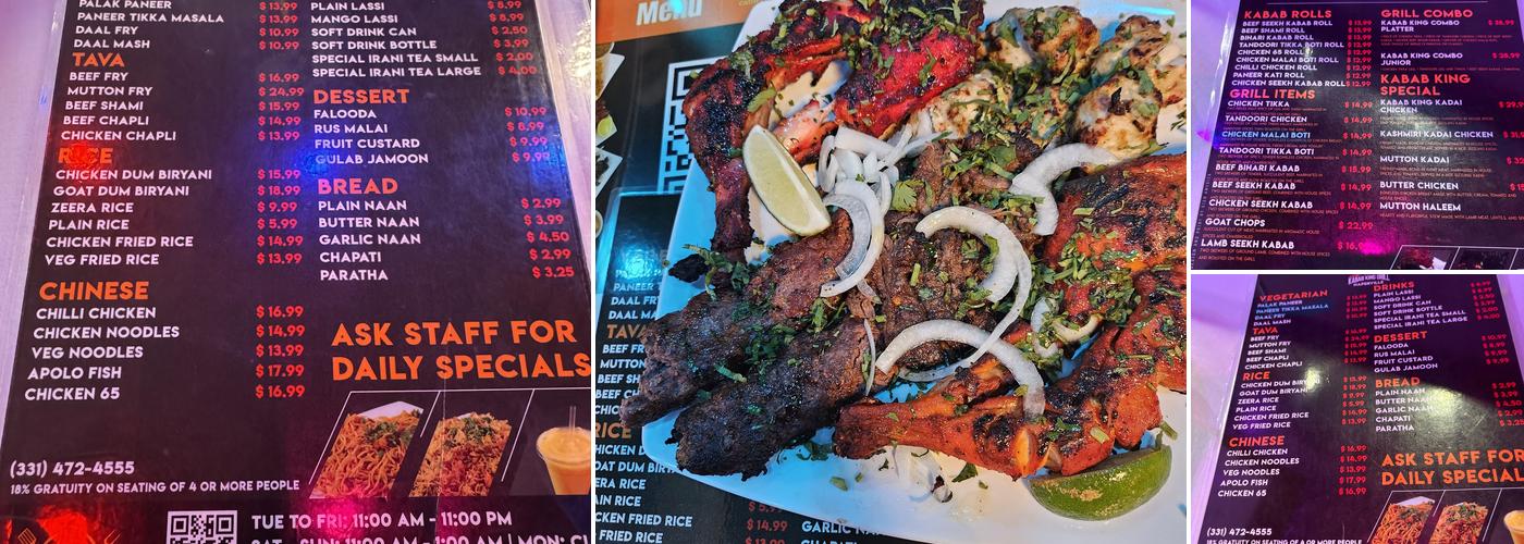Kabab King Grill Naperville Fine Dining Menu