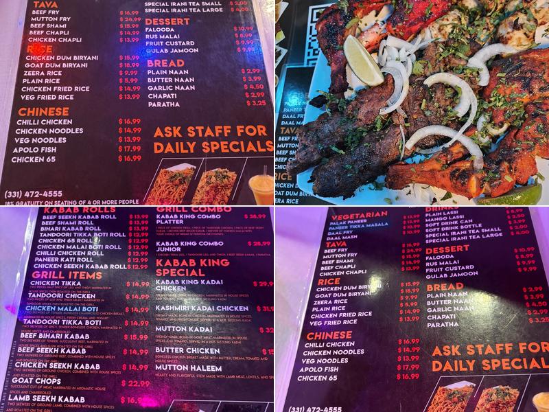 Kabab King Grill Naperville Fine Dining Menu