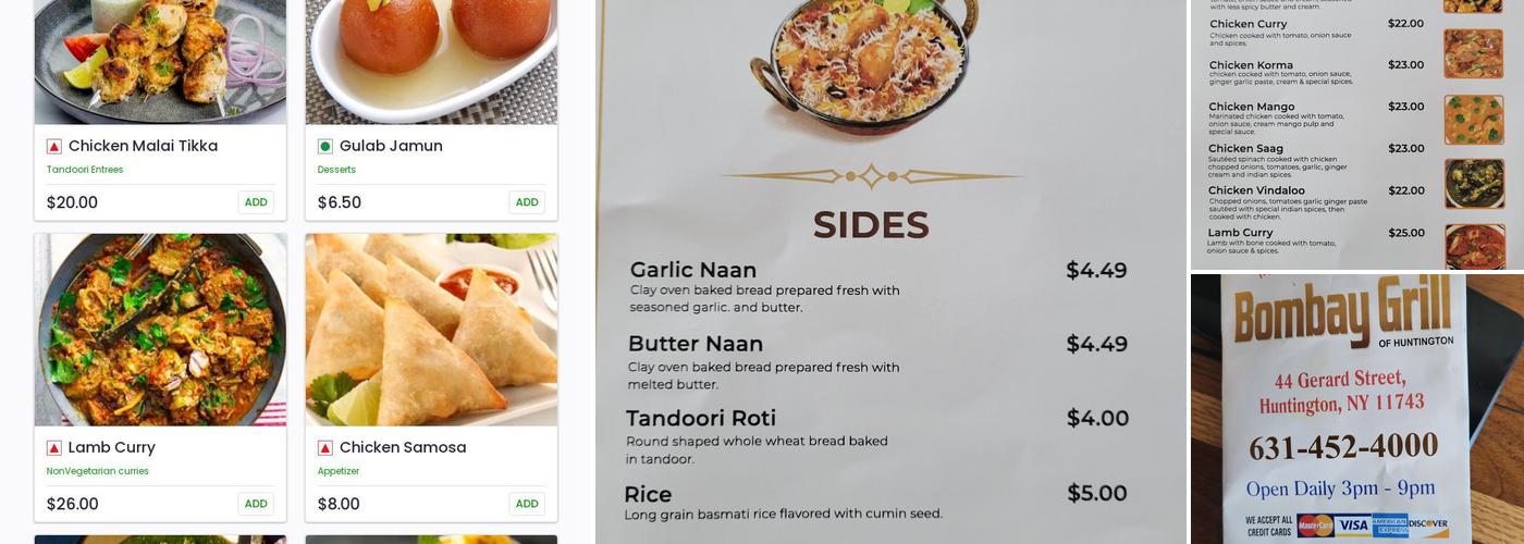 Bombay Grill of Huntington Menu