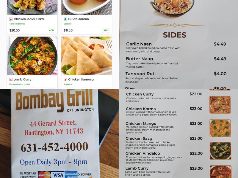 Bombay Grill of Huntington Menu