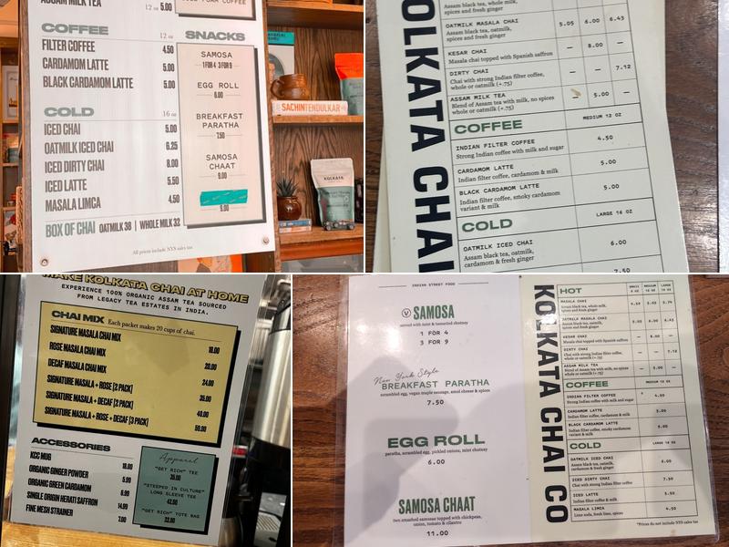 Kolkata Chai Co - Nolita Menu