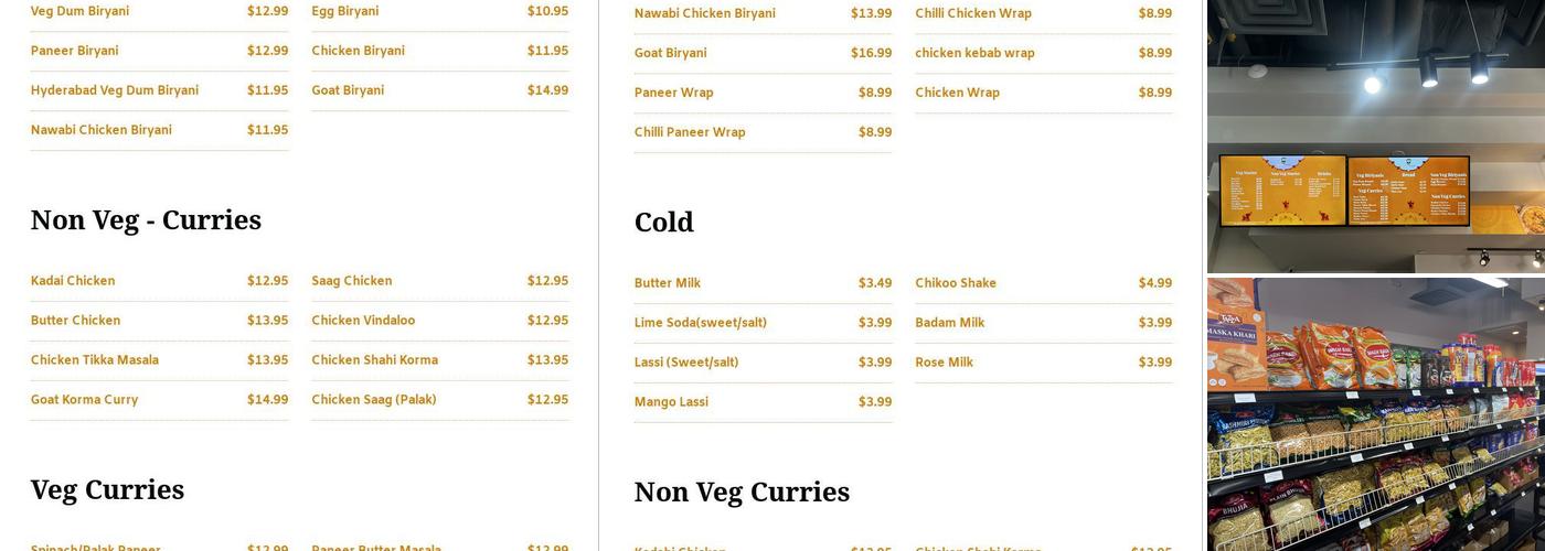 Indian Corner Menu