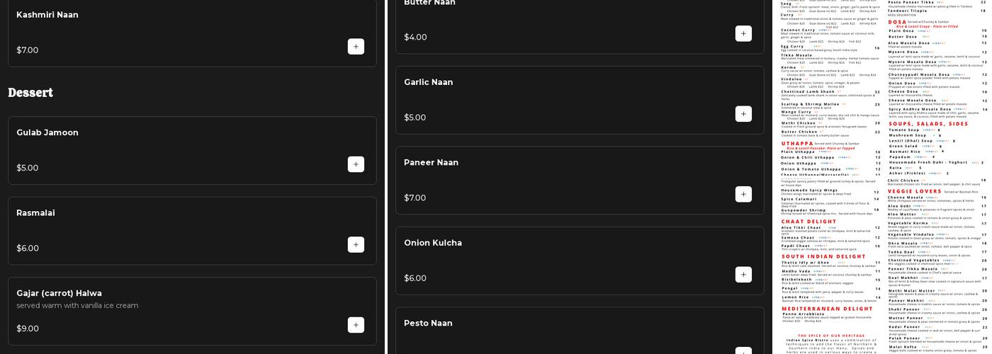 Indian Spice Bistro Menu
