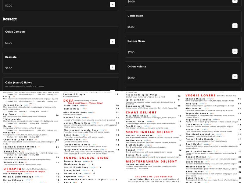 Indian Spice Bistro Menu