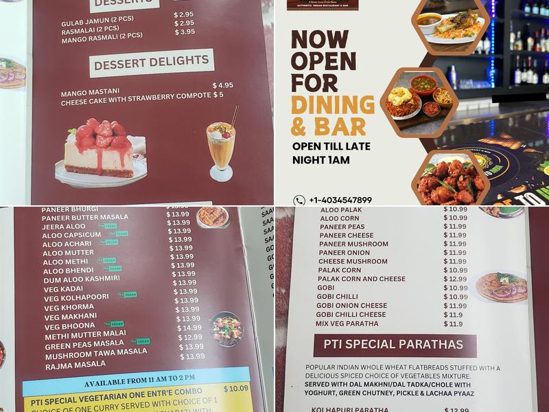 Passage to India Menu