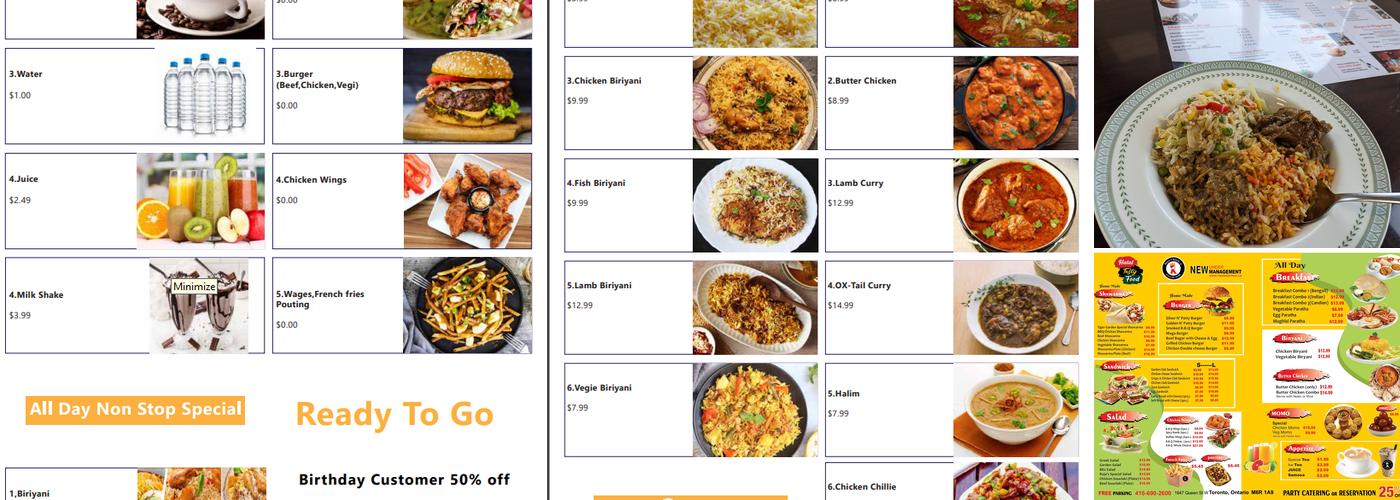 Roja’s Kitchen Menu
