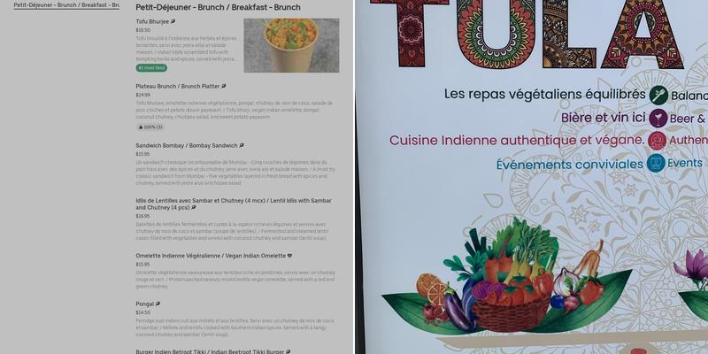 TULA - Les repas végétaliens équilibrés Menu