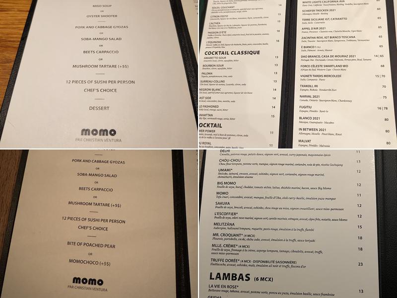 Sushi Momo par Christian Ventura Menu