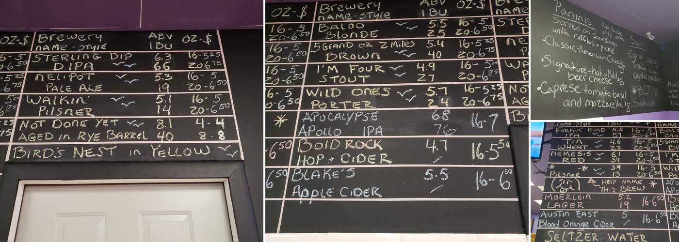 Birds Nest Brewing Co. Menu