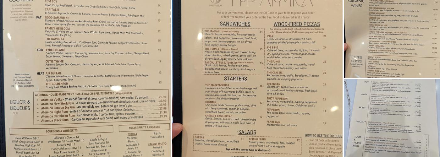 Hop Atomica Louisville Menu