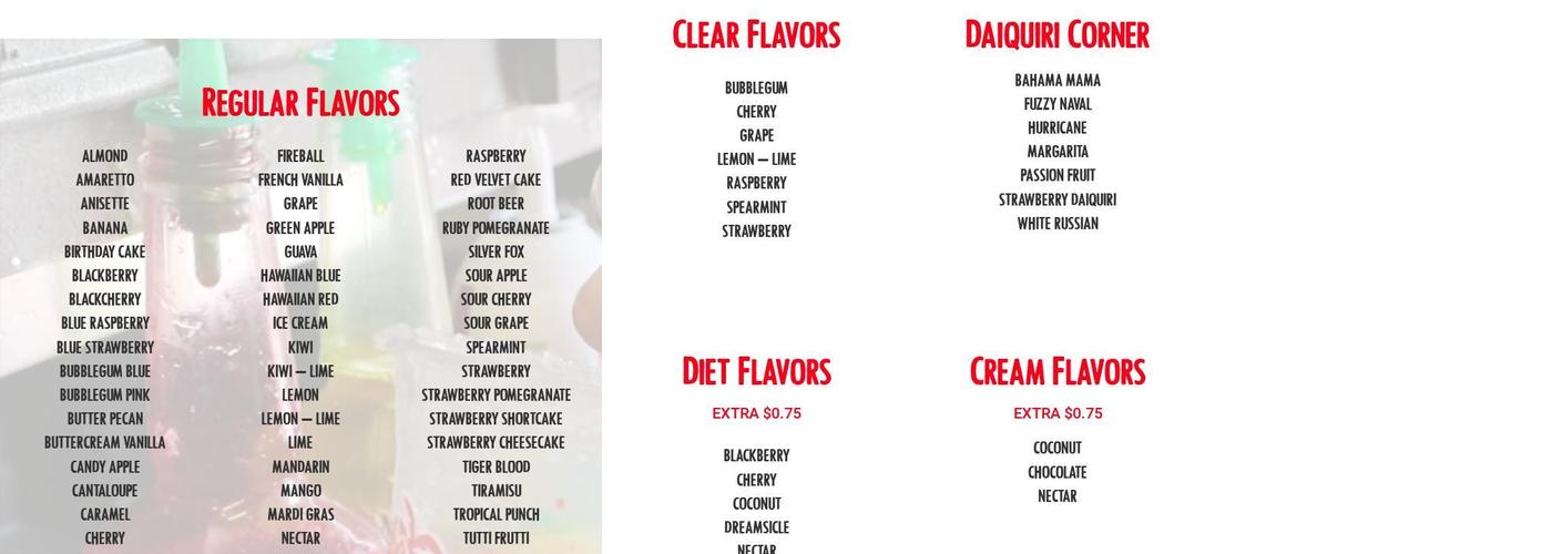 Brooke's Sno-World - Summerfield Menu