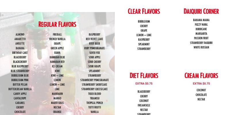 Brooke's Sno-World - Summerfield Menu